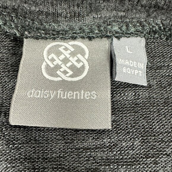 Daisy Fuentes Womens Long Sleeve Charcoal Gray Pullover Silver Stud Detail Sz L - Picture 2 of 8